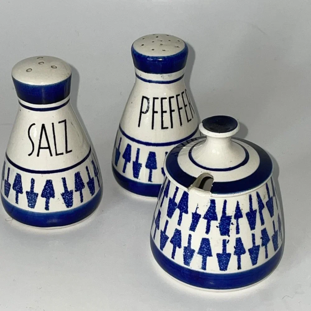 Set of 3 Wächtersbach West Germany Vintage Salt and Pepper Shakers and Spreader